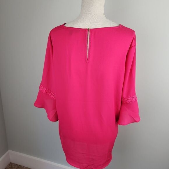 Harve Benard Women’s Round Neck Bell Sleeve Blouse Size XL Pink - Picture 5 of 8